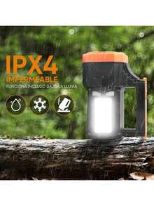 200W Powerful Handheld Rechargeable LED Tactical Flashlight For Dog Walking, Searching, Camping - Black and Orange - View 7