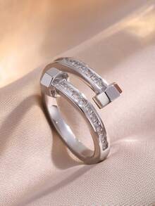 rakol Nhẫn Rupert's Tear Open mạ vàng 18K, kiểu dáng tối giản, đính đá Cubic Zirconia siêu nhỏ, thời trang. - nhẫn - Xem 2
