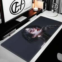 Alfombrilla de ratón con diseño de chica de cabello corto extraña, alfombrilla de goma antideslizante para escritorio, accesorios para PC, alfombrilla de juego, alfombrilla de teclado extendida, alfombrilla de oficina - NEGRO3 - Ver 2