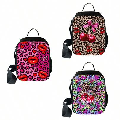 1pc Leopard Print Insulated Lunch Bag, Tote Bag, Large Capacity Portable Lunch Box Storage Bag, Bento Bag, Suitable For Bringing Lunch To Work, Outdoor Picnic, Lunch Box Storage, With Insulated Lining, Lunch Bag, Handbag. Back To School Season, Fashionable, Ramadan, Square Bag, Leopard Print, No Contact With Food