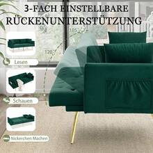 Sofa Bed Mattress - Green + Velvet - View 3