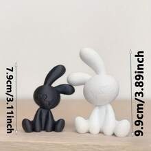 Abstract Art Sculpture Black And White Rabbit Design Ideal For Bohemian Living Rooms And Cafes Unique Decor For Home And Office Minimalist And Elegant Craftsmanship Plastic Material - 黑白 1套 - 查看 5