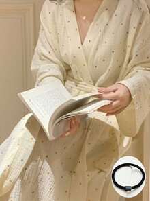Women's Bathrobe,Women's Bathrobe - Simple European Style Long-Sleeved Bathrobe Loungewear,Kimono Robe,Minimalist European Style Long Sleeve Robe, Sweet & Cute, Colorful Speckled Decorations, Suitable For Spring And Autumn Back To School - Multicolor - View 11