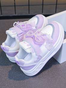 Kids/Teens Skate Shoes, Soft Sole, Non-Slip, Casual Shoes, Running Shoes, Sports Shoes, Unisex - Purple - View 3