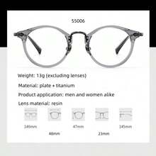 Gafas redondas con montura de titanio vintage que bloquean la luz azul, gafas con montura completa de estampado de leopardo, unisex para todas las estaciones - Carey - Ver 5