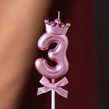 1 szt. 0-9 Różowa Korona i Muszka Dekoracyjna Cyfrowa Świeca Urodzinowa na Tort, Zimowy Prezent dla Kobiet, Dekoracja Pokoju, Prezent, Świeca Urodzinowa, Dekoracja Urodzinowa, Wszystkiego Najlepszego, Świeca na Tort, Dekoracja Pokoju na Ukończenie Szkoły - Różowy - Zobacz 19