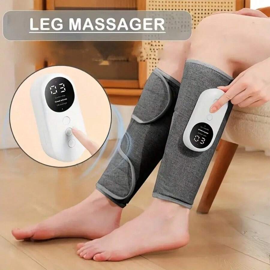 This Leg Massager Features Heating And Air Compression Functions. It's A Wireless Calf Massager With 3 Modes And 3 Intensity Levels, Beneficial For Muscles, And Makes An Ideal Gift For Christmas, Mother's Day, And Father's Day. - Xám - Xem 1