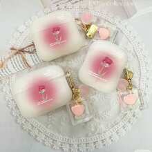 玫瑰花保护套，兼容苹果蓝牙耳机，防刮防震，兼容苹果蓝牙耳机盒 - 磨砂白 - 查看 2