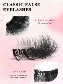 ENCHUW 5 Pairs Messy Natural Cat Eye Lashes Clear Band Lashes Cat Eye Look Wispy Lashes Eye End Elongated Full Strip Soft Natural Realistic False Eyelashes Strip Lashes, Lashes, Eyelashes, Fake Lashes - Black - View 3