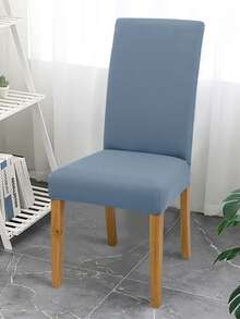 1/4/6pcs Solid Color Chair Covers, Modern Removable Elastic Polyester Fiber Chair Covers, Suitable For Living Room, Dining Room, Bedroom Home Use, All Seasons - Gray Blue - View 3