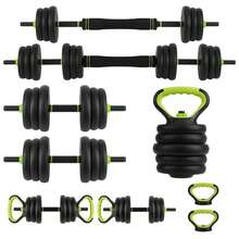 Juego de mancuernas ajustables, juego de pesas libres de 44/66/88 lb con conector, 4 en 1 intercambiables a barra, pesa rusa y soporte para flexiones. - Negro y verde - Ver 1
