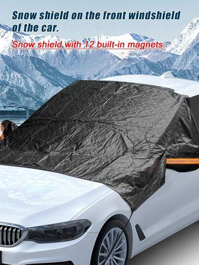 5-Layer Thickened Oxford Cloth Car Windshield Snow Cover With 12 Magnets, Sturdy Fixation On Vehicle Body, Suitable For All Seasons Sun Shading, With Elastic Band And Rear View Mirror Cover, Easy Installation , Car Accessories For Winter Driving, Ensuring Safety In Snowy Weather