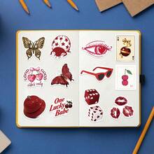 50pcs Red Stickers, Cherry Aesthetic Stickers, Y2K Stickers, Y2K Downtown Stickers, Y2K Gifts, Retro Stickers, 90s Stickers, Valentine's Day Stickers, Waterproof Vinyl Stickers For Envelopes, Water Bottles, Computers, Laptops, Phones, Luggage, Notebooks, Fridges - F - View 6
