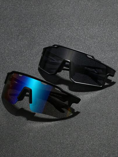 2 st. enfärgade plastglasögon för sportcykling i Y2K-stil, lämpliga för vardagsbruk, fotografering, shopping, cykling, skidåkning etc.