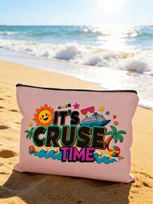 1个邮轮主题旅行化妆包，印有“邮轮时光”字样 - 充满活力的航海风化妆包，旅行收纳包，邮轮和海浪图案，耐用拉链收纳袋，休闲轻便的化妆包，非常适合存放洗漱用品和小物件，适合夏季户外活动、海滩度假、旅行、商务出行、健身、露营，是理想的生日礼物、节日礼物、派对礼物、度假礼物。 - 彩色 - 查看 3