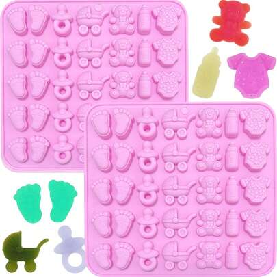 35-Cavity Cute Baby Bottle & Pacifier Shaped Silicone Chocolate Mold, Cake Decoration, Cookie, Jelly Mold