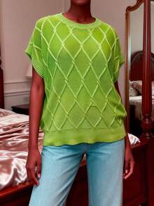 Plus Size Spring/Summer Sleeveless Knit Top - Autumn Fragrance Green - View 1