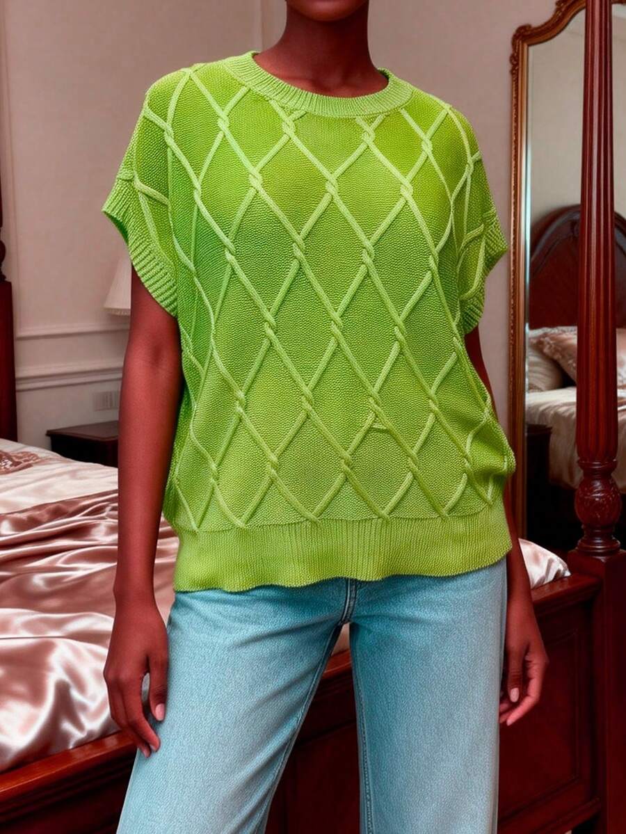 Plus Size Spring/Summer Sleeveless Knit Top - Autumn Fragrance Green - View 1