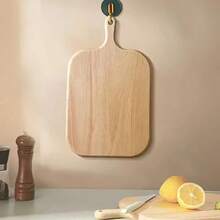 1pc Fashionable Oak Cutting Board - Wooden Kitchen Chopping Board, Stylish Long Handle, Solid Wood, For Fruit/Meat, Cheese, Bread, Vegetables And Produce - Butcher Block - Apricot - View 7