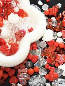 Śliczny naszyjnik z akrylowych koralików w kształcie kokardy, mały kwiatek, łańcuszek do telefonu komórkowego, wiszące akcesoria z linką wymieszaną z koralikami. Produkt jest używany do ręcznie robionych dekoracji, takich jak nakrycia głowy, ubrania, suknie wieczorowe, buty i kapelusze, wesela, Boże Narodzenie, rękodzieło itp. - Wielokolorowe - Zobacz 11