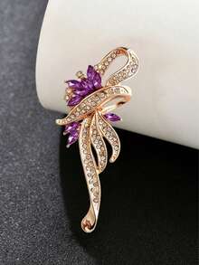 3件套闪亮紫色和红色红宝石姐妹胸针套装，节日、情人节、母亲节的理想礼物 - 紫色 - 查看 3