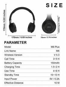 Nowe słuchawki Bluetooth Macaron Full-Ear, chowane i składane, modne damskie słuchawki z basem HIFI, rozmowy w wysokiej rozdzielczości, przenośne bezprzewodowe słuchawki Bluetooth, niedrogi prezent - Czarne - Zobacz 8