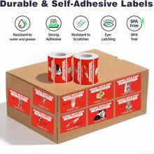 2 cuộn, mỗi cuộn 500 nhãn dán nhắc nhở, "Cẩn thận khi vận chuyển, tôi dễ vỡ", nhãn dán tự dính bằng PVC chống thấm nước dùng cho hộp đóng gói hàng dễ vỡ, đồ dùng học tập, đồ gia dụng. - A+B - Xem 2