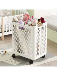 Foldable Laundry Basket With Wheels, Bathroom Dirty Clothes Storage Hamper, Home Dirty Clothes Collection Basket - Multicolor - View 2