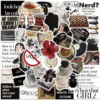 50PCS Y2K Stickers Downtown Girl Stickers Y2K Stuff Black And White Stickers Stickers Downtown Stickers Dark Academia Stickers Coquette Stickers Waterproof Vinyl Sticker For Water Bottle Laptop Phone Skateboard Bike Luggage Guitar Scrapbook Supplies Funny Stickers Scrapbooking Supplies Kindle