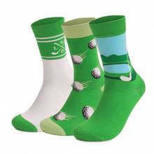 1双男士吸湿排汗高尔夫中筒袜，适合运动、休闲穿着和节日送礼 - 綠色 - 查看 1
