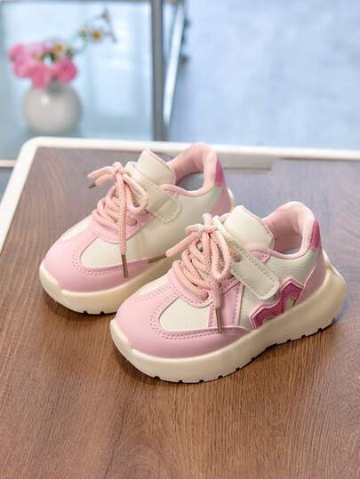 1双粉色春季新款儿童运动鞋，时尚男童休闲鞋，魔术贴学生女童跑步鞋