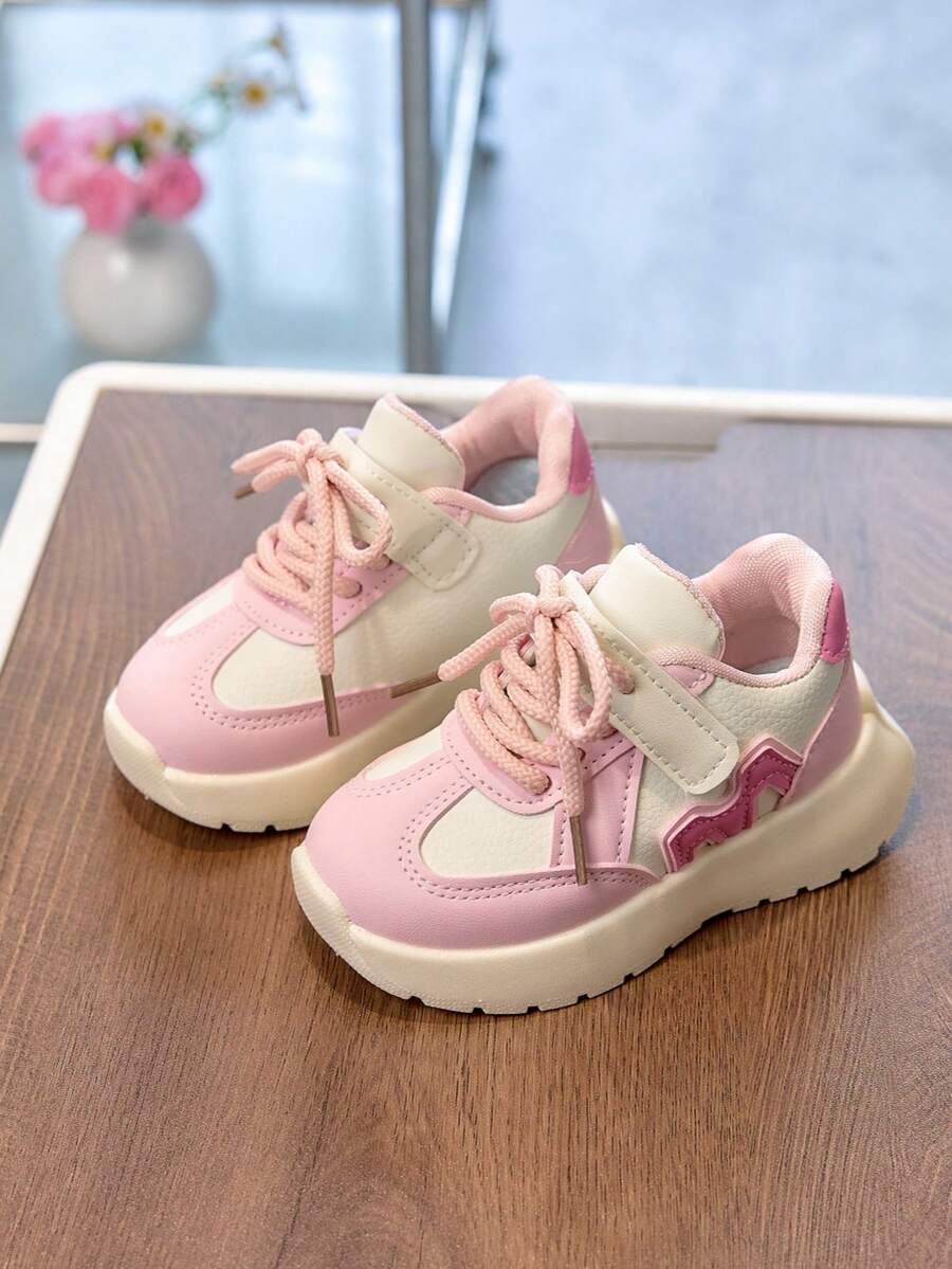 1双粉色春季新款儿童运动鞋，时尚男童休闲鞋，魔术贴学生女童跑步鞋 - 粉色 - 查看 1