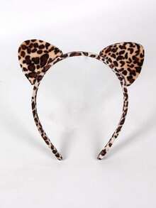 2pcs/1pc Cute Cat Leopard Cheetah Ear Headband For Women,Animal Ear Hairbands For Party Costume Accessories - Multicolor - View 3