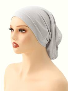 1件装女士纯色简约基础款帽子头巾，简约时尚的头饰帽头巾头巾配饰，方便快捷的基础款头巾帽头巾帽，休闲百搭，适合日常生活和户外运动 - 彩色 - 查看 4