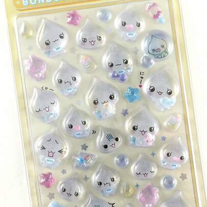 1片水滴浮雕3D水晶贴纸，可爱雨滴水晶DIY装饰贴纸，情人节礼物，新年礼物