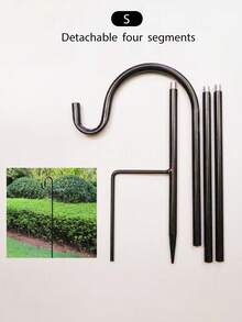 1 件装黑铁可拆卸户外花园装饰牧羊人挂钩，适用于园艺篮、喂鸟器、灯柱挂钩 - 黑色 - 查看 5