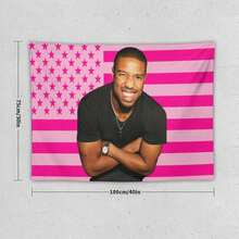 1PC Actor Michael B Jordans Printed American Flag Decorative Tapestry, Patriotic Star Spangled Banner Design, Album Tapestry, Suitable For Horizontal Wall Hanging In Bedroom, Dormitory, And Living Room, Easy To Hang, Ideal Holiday Gift For Teenagers, Dormitory Room Accessories - 1PC - 查看 2
