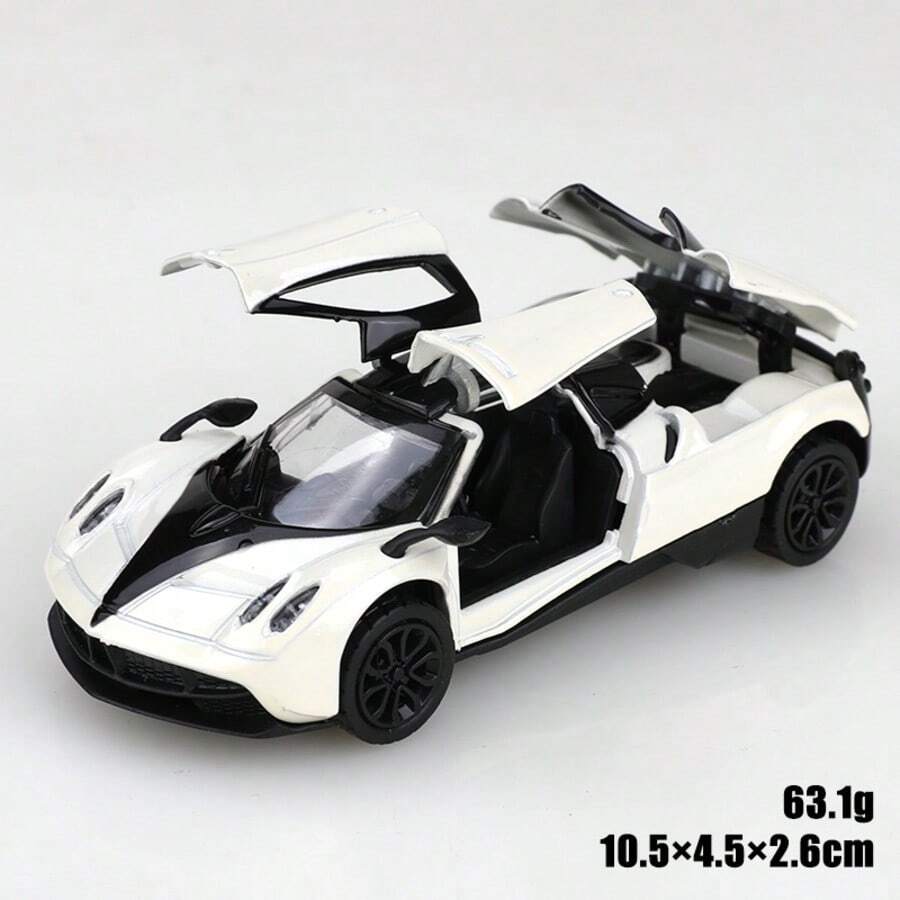 1件裝 1/43比例純色男孩玩具車，部分鋅合金材質中國龍超級跑車複刻玩具車，真實超級跑車玩具，超級跑車金屬合金壓鑄玩具車，頂級合金壓鑄玩具車，中國龍風格超級跑車合金玩具車，家居裝飾，回力功能，3門可開 - 白色