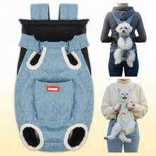 Hands-Free Pet Carrier Backpack For Small Dogs And Cats Adjustable Legs Out Front Facing Pouch For Travel Hiking Walking Cat Bag - Classic Blue - View 2