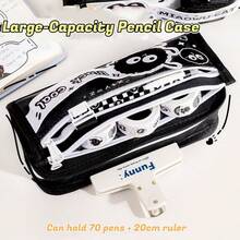 Large Capacity Pencil Case With Detachable Coin Purse - Kawaii Black Cat & Carbon Buddy Cartoon Design,Office & Daily Use - Wallet Pencil Case - View 2