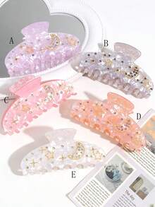 1pc Women's Fashion Elegant Versatile Cute Star & Moon Crystal Hair Clip, Suitable For Daily Wear, Ramadan, Festivals, Parties - Multicolor - View 1