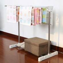 1个可折叠不锈钢晾衣架，适用于悬挂内衣、袜子、毛巾，室内/室外阳台均可使用，带轮子，多功能晾衣架 - 彩色 - 查看 5