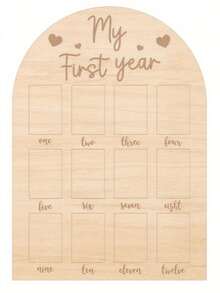 1pc 1st Birthday Wooden Photo Board, My First Year Milestone Photo Frame, 12 Months Year Wooden Acrylic Sign, 1 Year Old Decoration, Commemorative Gift - C - View 5