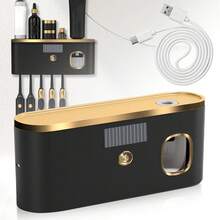 1pc Toothbrush Disinfection Stand And Drying Rack, 400mAh/Type-C Interface, Easy To Install, Suitable For Drying And Disinfecting Toothbrush And Cup, Essential Bathroom Item - Multicolor - View 1