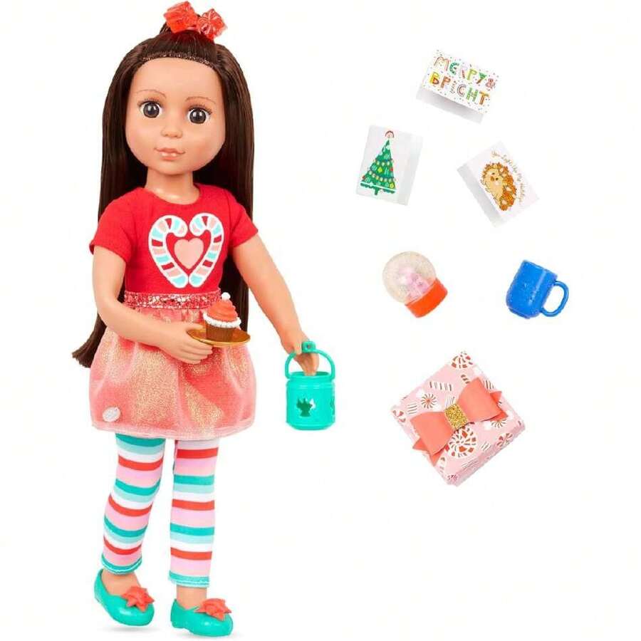 Glitter Girls – Muñeca de Moda de 14 Pulgadas – Cabello castaño Oscuro y Ojos Marrones – Traje y Accesorios de día Festivo – Globo de Nieve, Caja de Regalo y Tarjetas – Más de 3 años – Nochebuena,40984170 - Champán - Ver 1