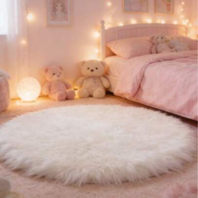 1件装蓬松圆形地毯，长绒地毯，装饰地毯，白色圆形地毯，粉色长毛地毯，灰色长毛地毯，秋冬季绒毛地毯，厚地毯，装饰地毯，卧室装饰，小地毯，地毯，家居装饰，客厅地毯，客厅小地毯，卧室地毯，客厅家居装饰，户外地毯，可水洗地毯，情人节礼物，情人节装饰