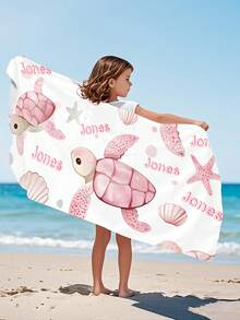1pc Personalized Kids Beach Towel, Perfect Summer Birthday Gift, Suitable For Various Summer Occasions. Customizable Beach Towel And Accessories, Applicable For Beach, Swimming Pool, Travel, Camping, Yoga And More. - Multicolor - View 6