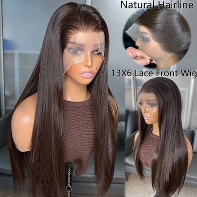 Elegant Straight Lace Front Human Hair Wig For Women, 13x6 Inch Swiss Lace, High Temperature Fiber 180% Density Invisible Lace, Versatile For Festivals, Parties, Weddings, Holidays, Cosplay - Natural Look & Comfort Fit