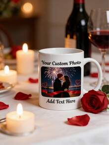 1Pc Custom Couple Photo & Name Mug – Personalized Love Memory Coffee Cup, Sweet Daily Reminder, Meaningful Valentine's Day & Anniversary Gift - Multicolor - View 6