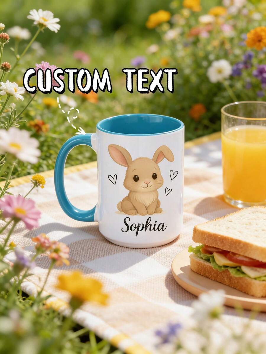 1pc Custom Easter Mug, Personalized With Text, Perfect For Celebrating The Holiday Season - Multicolor - View 1